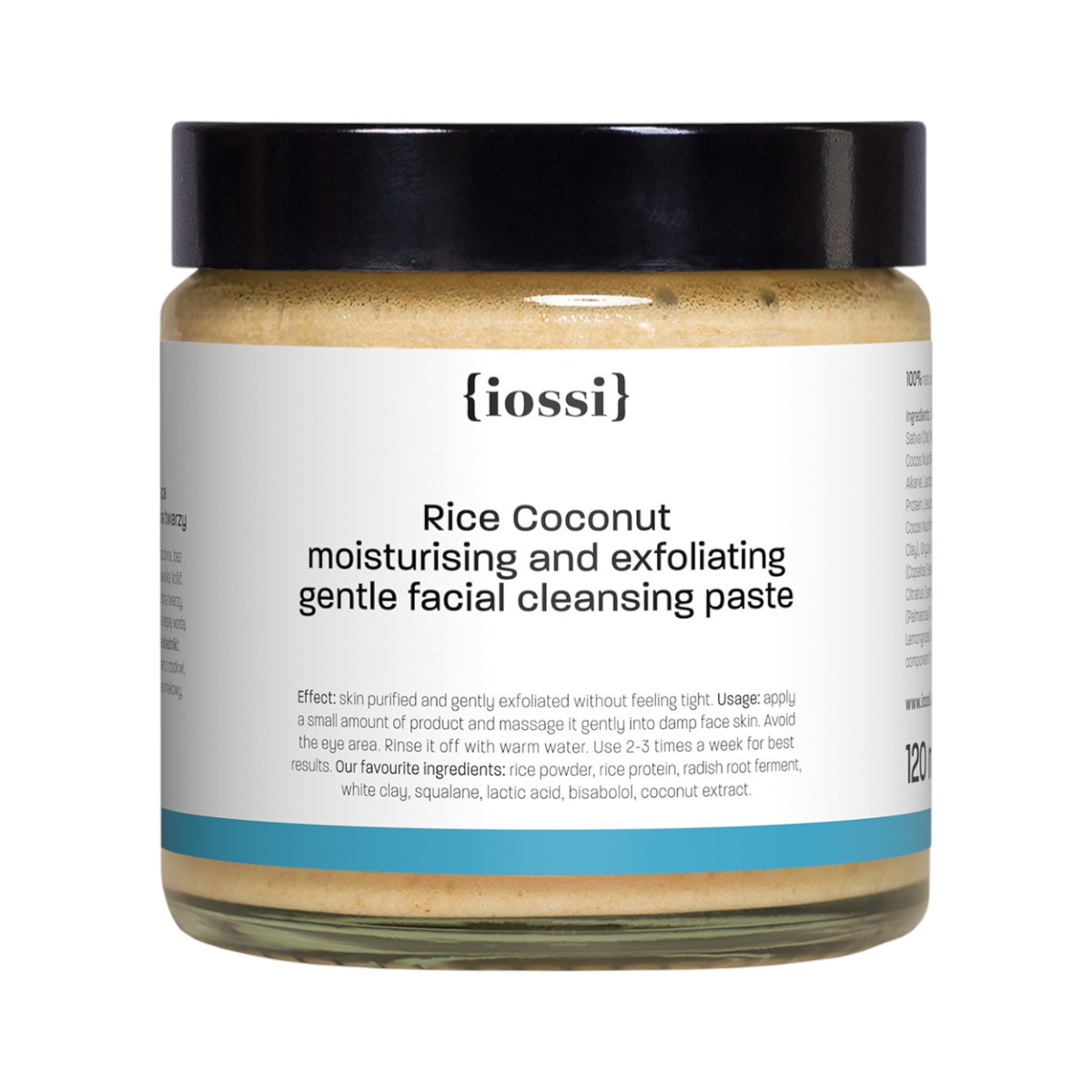 Iossi Ryż Kokos Peelingująca pasta do mycia twarzy z proteinami ryżowymi i ekstraktem z kokosa