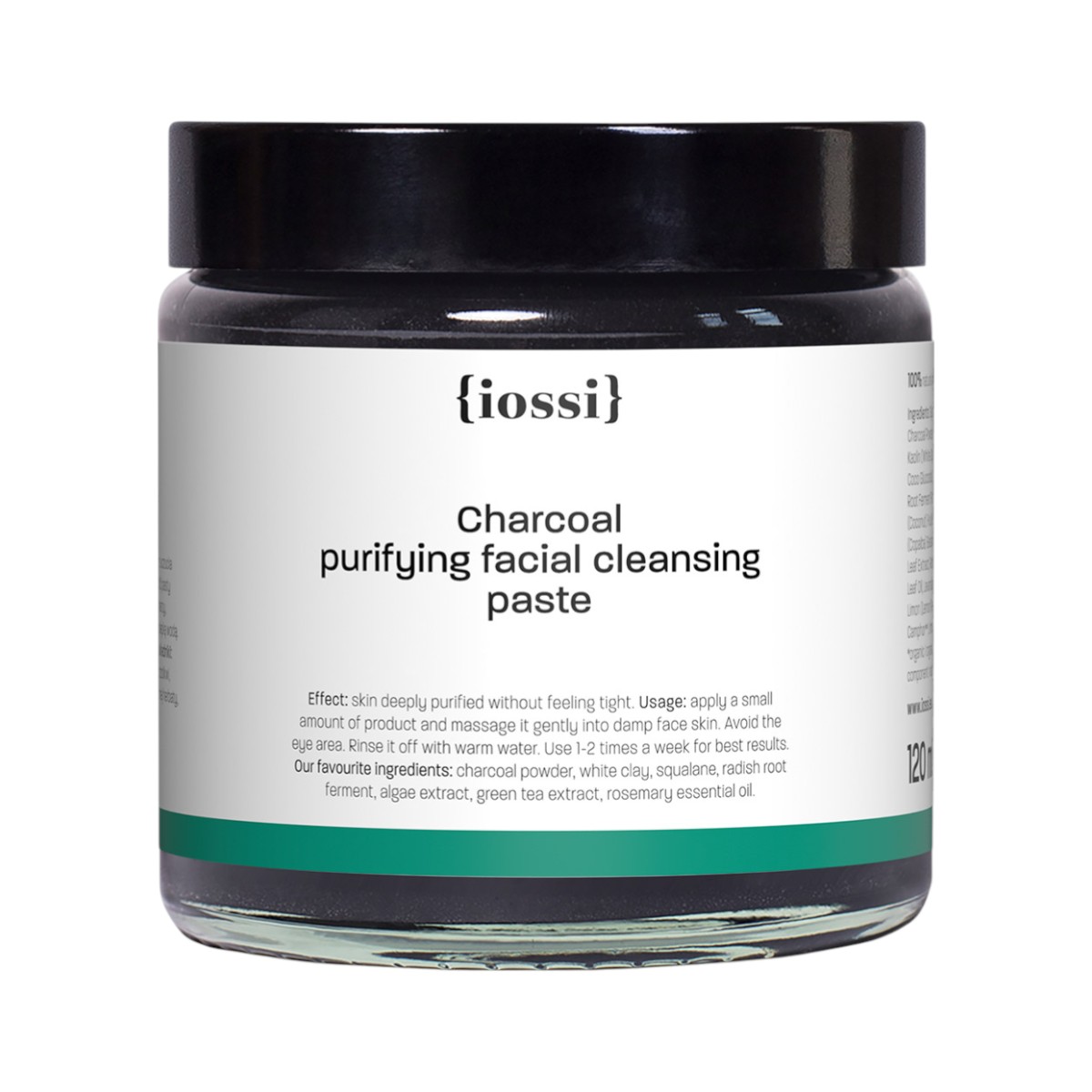 Iossi Węgiel Oczyszczająca pasta do mycia twarzy z węglem aktywnym, algami i zieloną herbatą