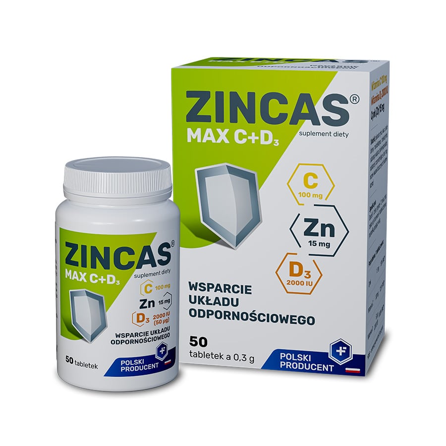 Zincas Max C+ D3 Tabletki, 50 szt.