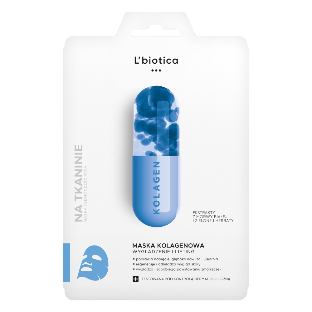 L'biotica Maska kolagenowa na tkaninie - wygładza i liftinguje
