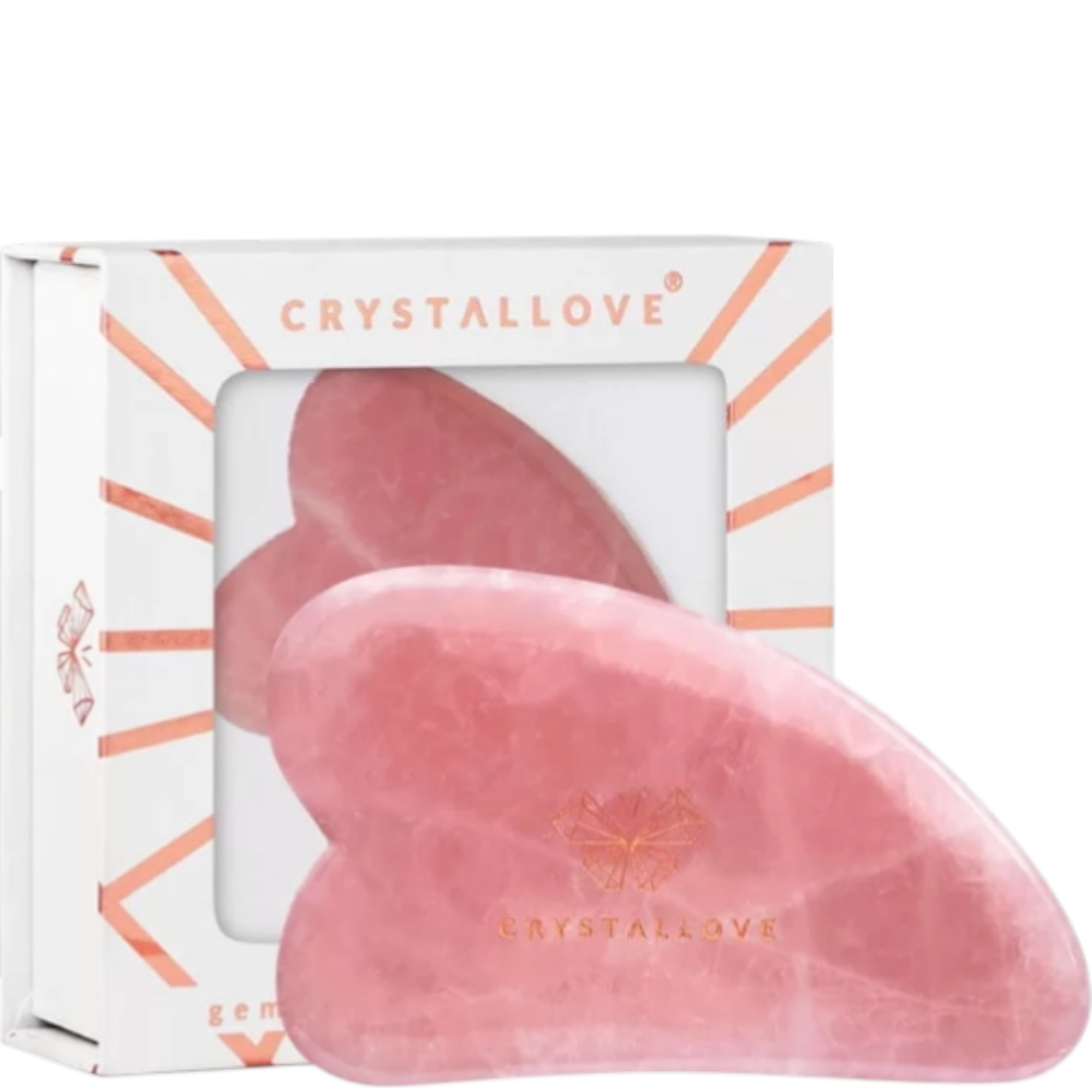 Crystallove Płytka z kwarcu różowego do masażu twarzy gua sha 