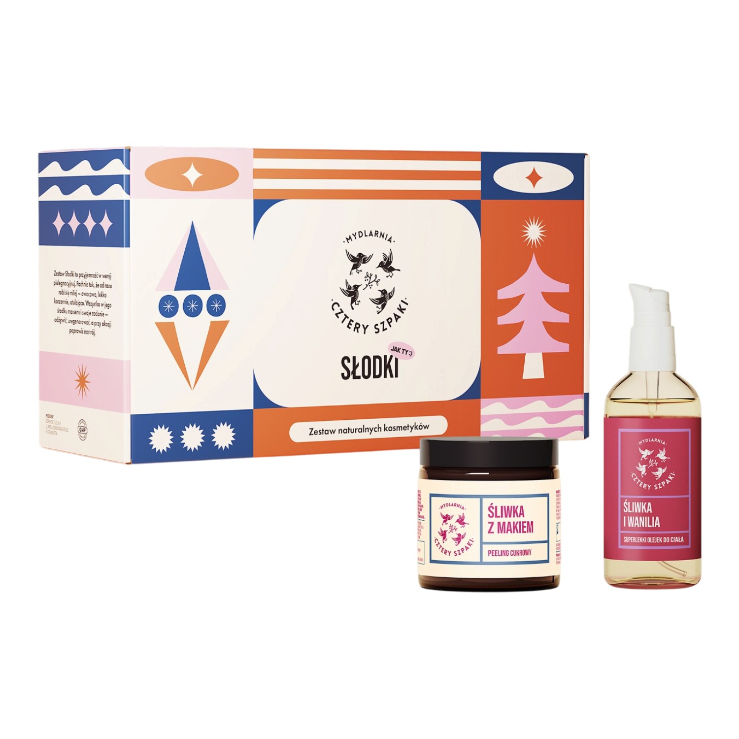 Mydlarnia Cztery Szpaki Zestaw Słodka Śliwka: Peeling 120 ml + Superlekki olejek 100 ml