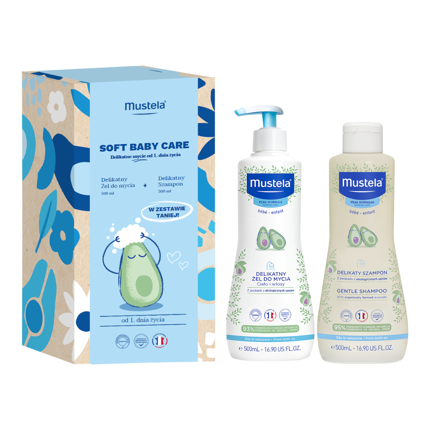 Mustela Set Soft Baby Care: Gel detergente delicato + Shampoo delicato