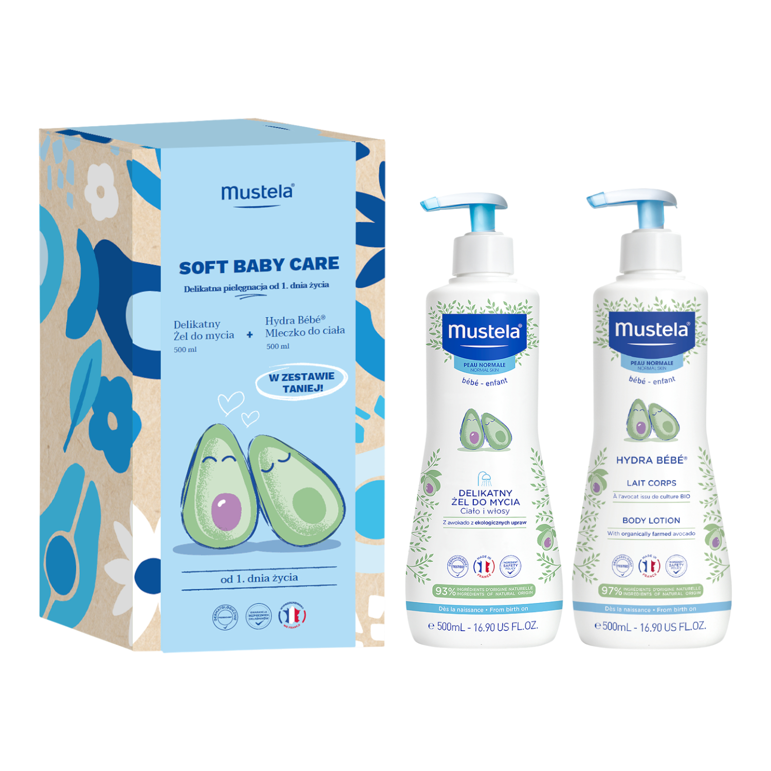 Mustela Set Soft Baby Care: Gel detergente delicato + Latte corpo Hydra Bebe