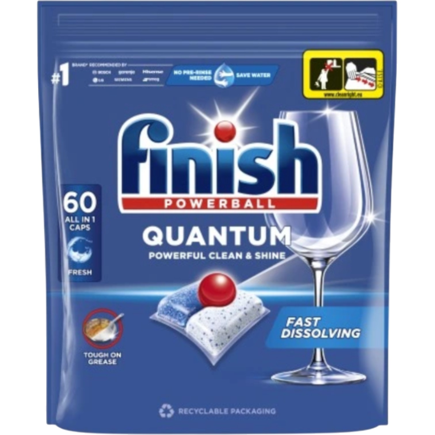 Finish Quantum Regular Capsule per Lavastoviglie, 60 capsule