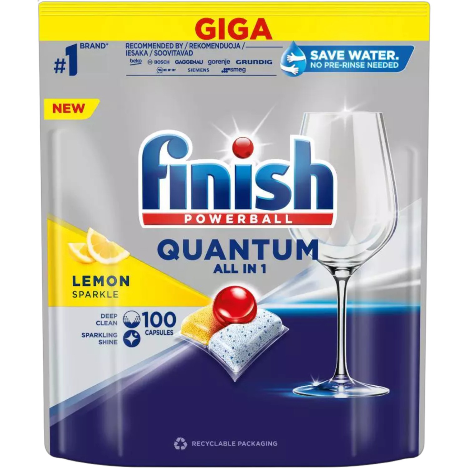 Finish Lemon Quantum All-in-one Kapsułki do zmywarki, 100 szt.