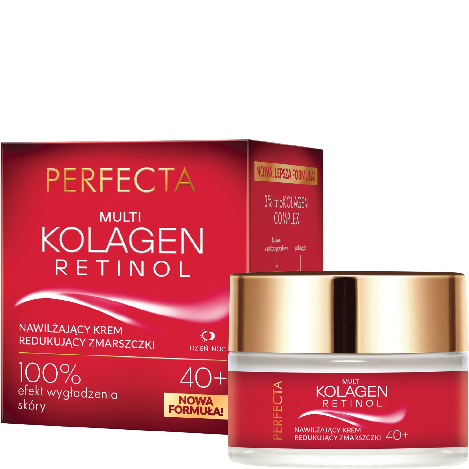 Perfecta Multikolagen + Retinol Przeciwzmarszczkowy krem na dzień i na noc, 40+