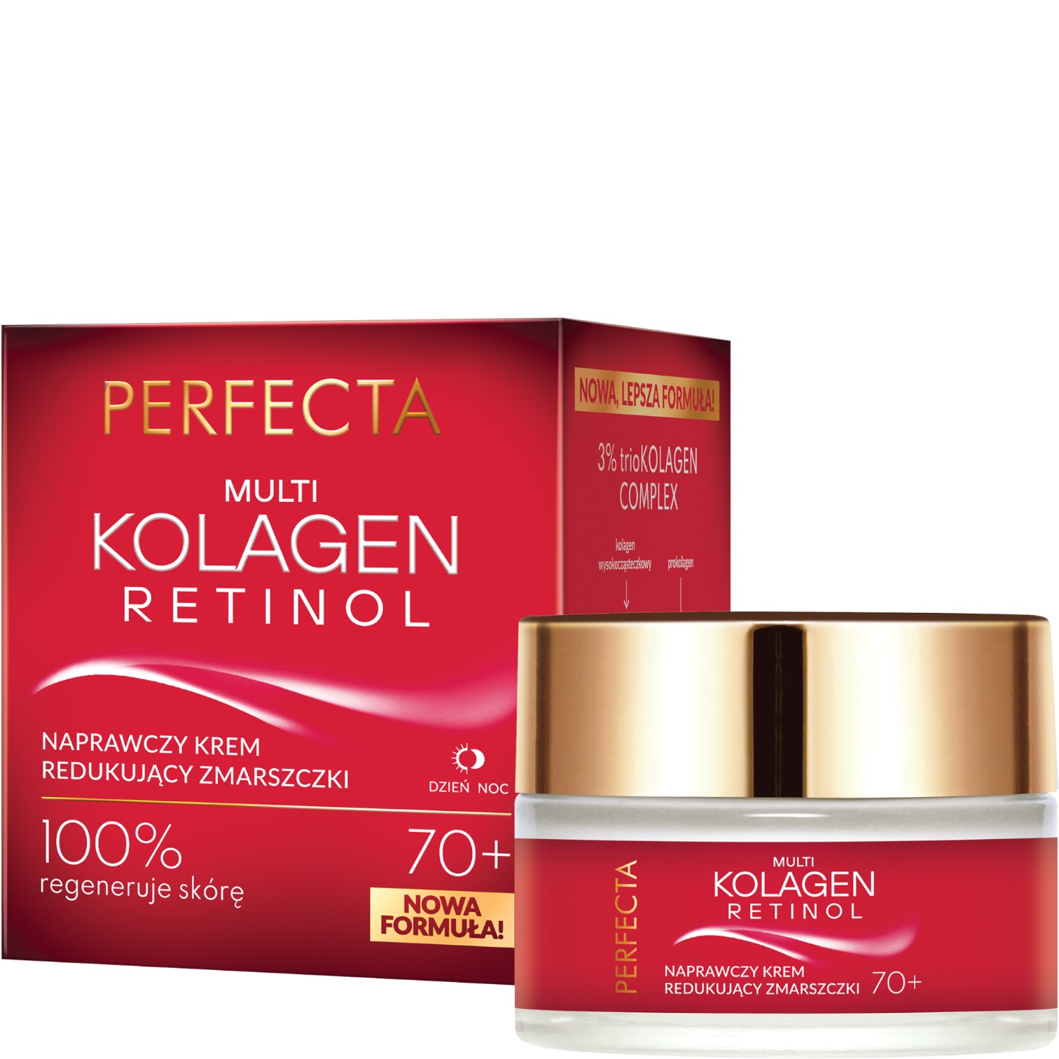 Perfecta Multikolagen + Retinol Przeciwzmarszczkowy krem na dzień i na noc, 70+
