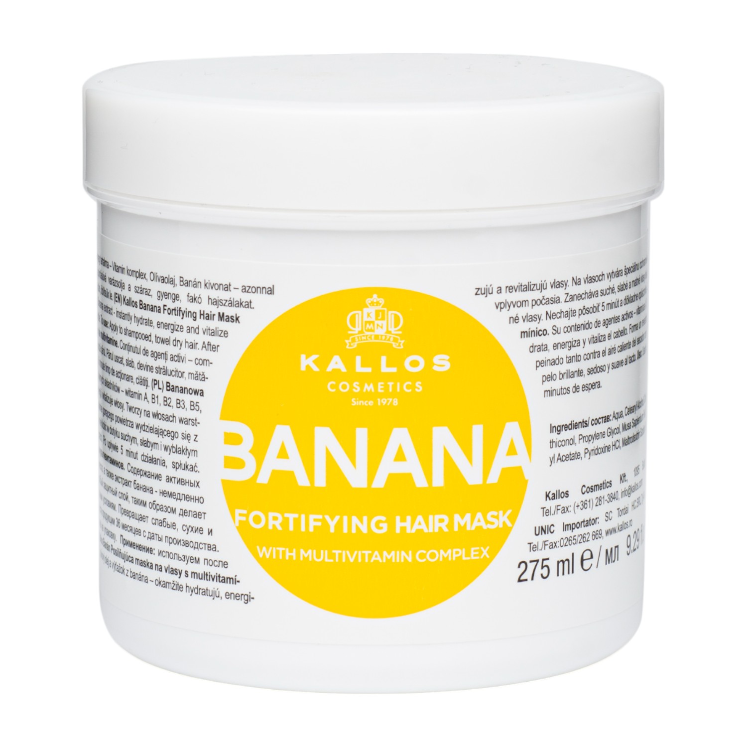 Kallos KJMN Banana Maska do włosów z kompleksem multiwitaminowym 