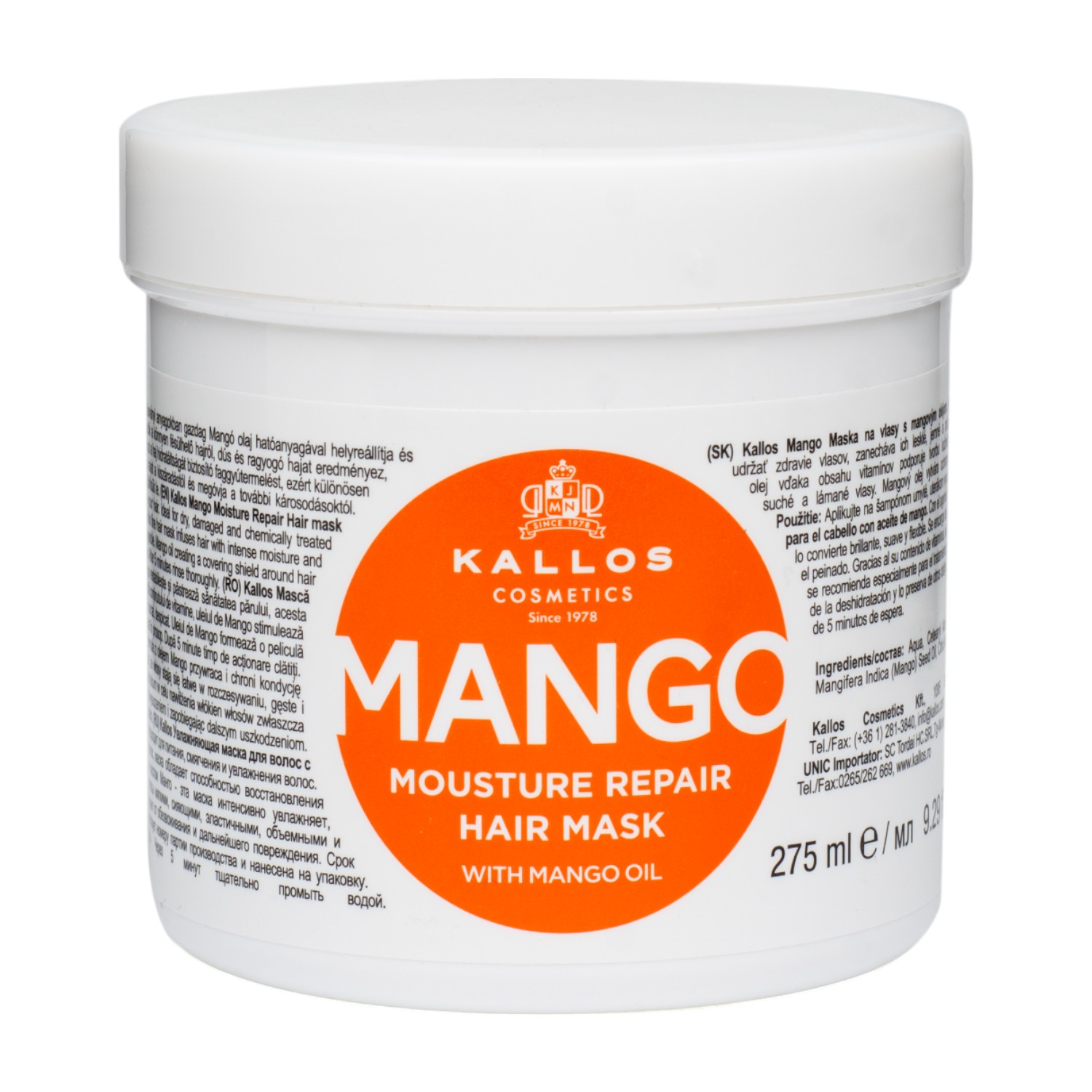 Kallos KJMN Mango Nawilżająco-regenerująca Maska do włosów