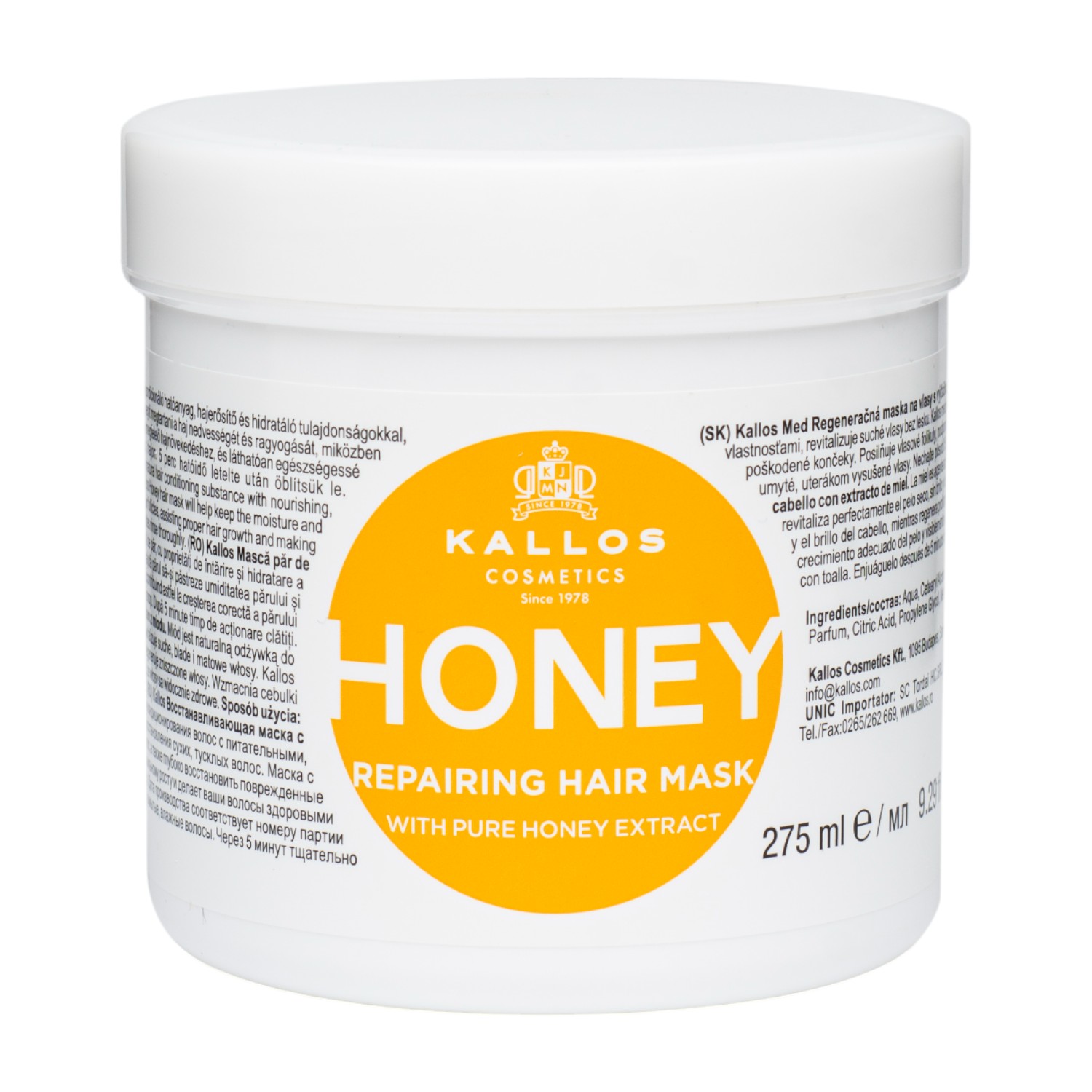 Kallos KJMN Honey Odbudowująca Maska do włosów z ekstraktem z miodu