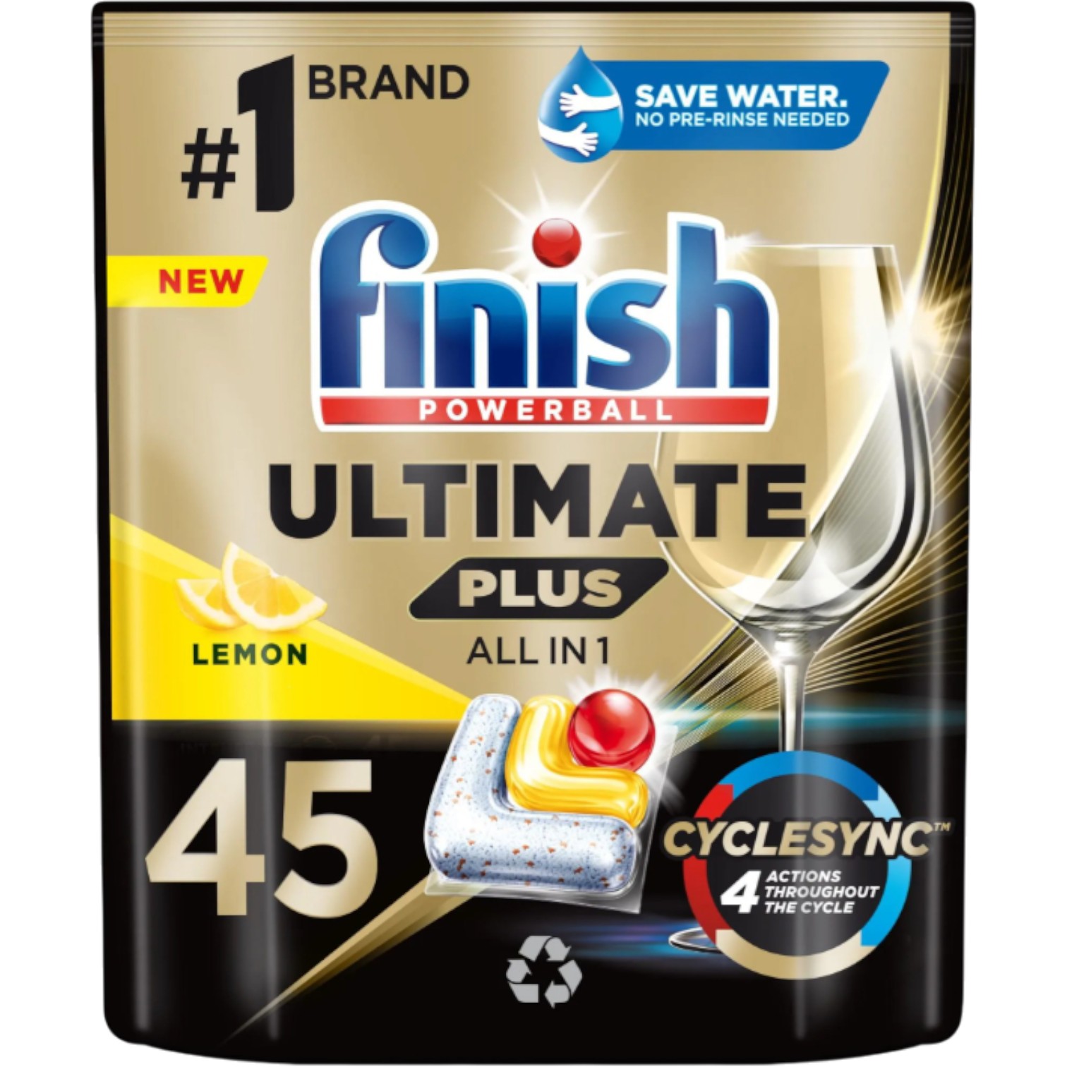 Finish Ultimate Plus Lemon All-in-one Kapsułki do zmywarki, 45 szt.
