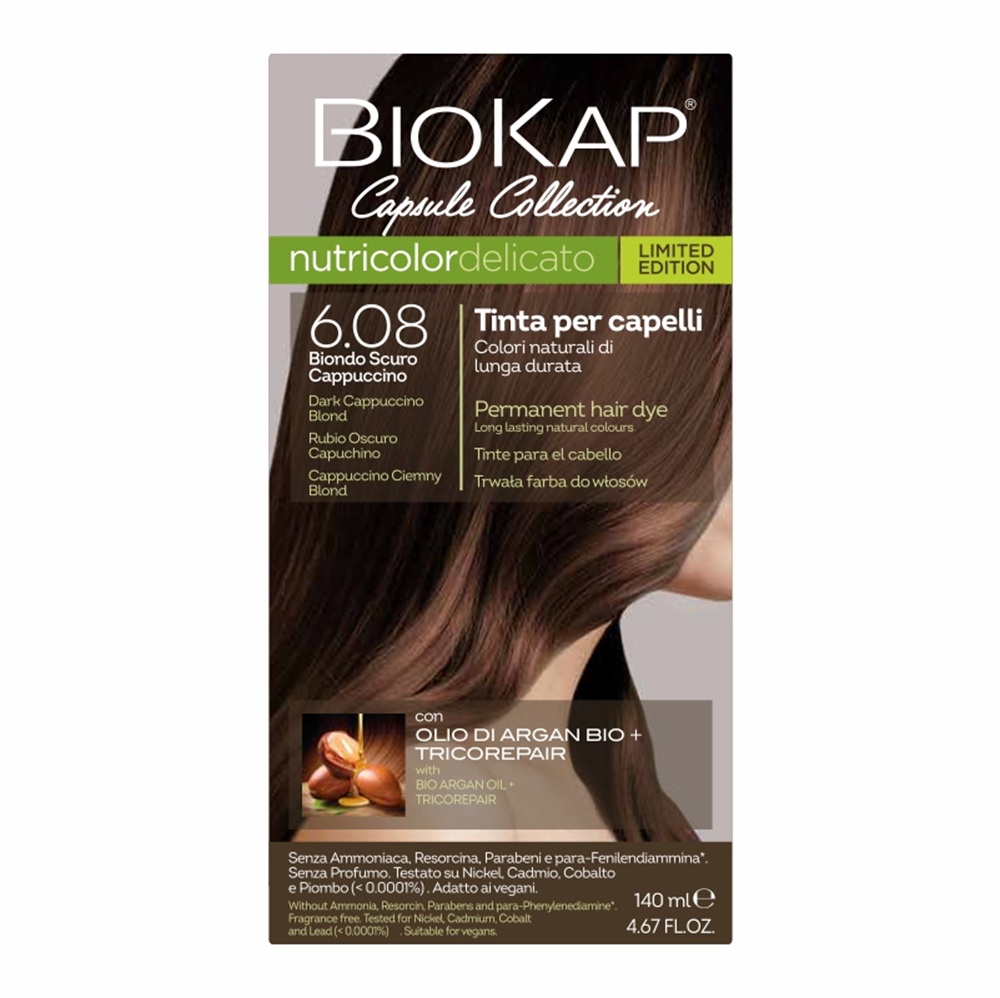 Biokapo Nutricolor Delicato Cappucino Ciemny Blond 6.08 Farba do włosów 140 ml