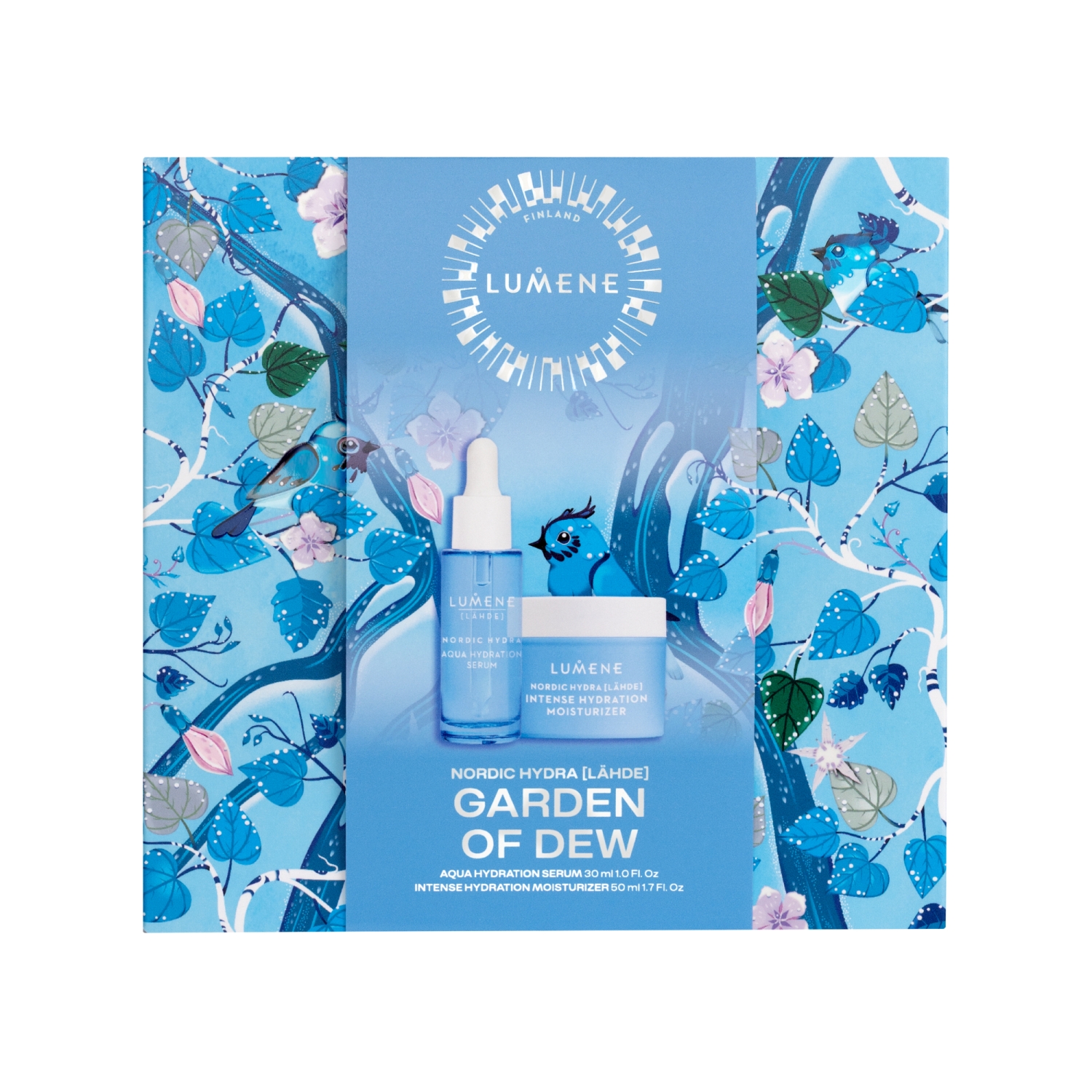 Lumene Nordic Hydra Garden Of Dew Zestaw prezentowy: Nawadniające serum do twarzy + Intensywnie nawadniający krem do twarzy.