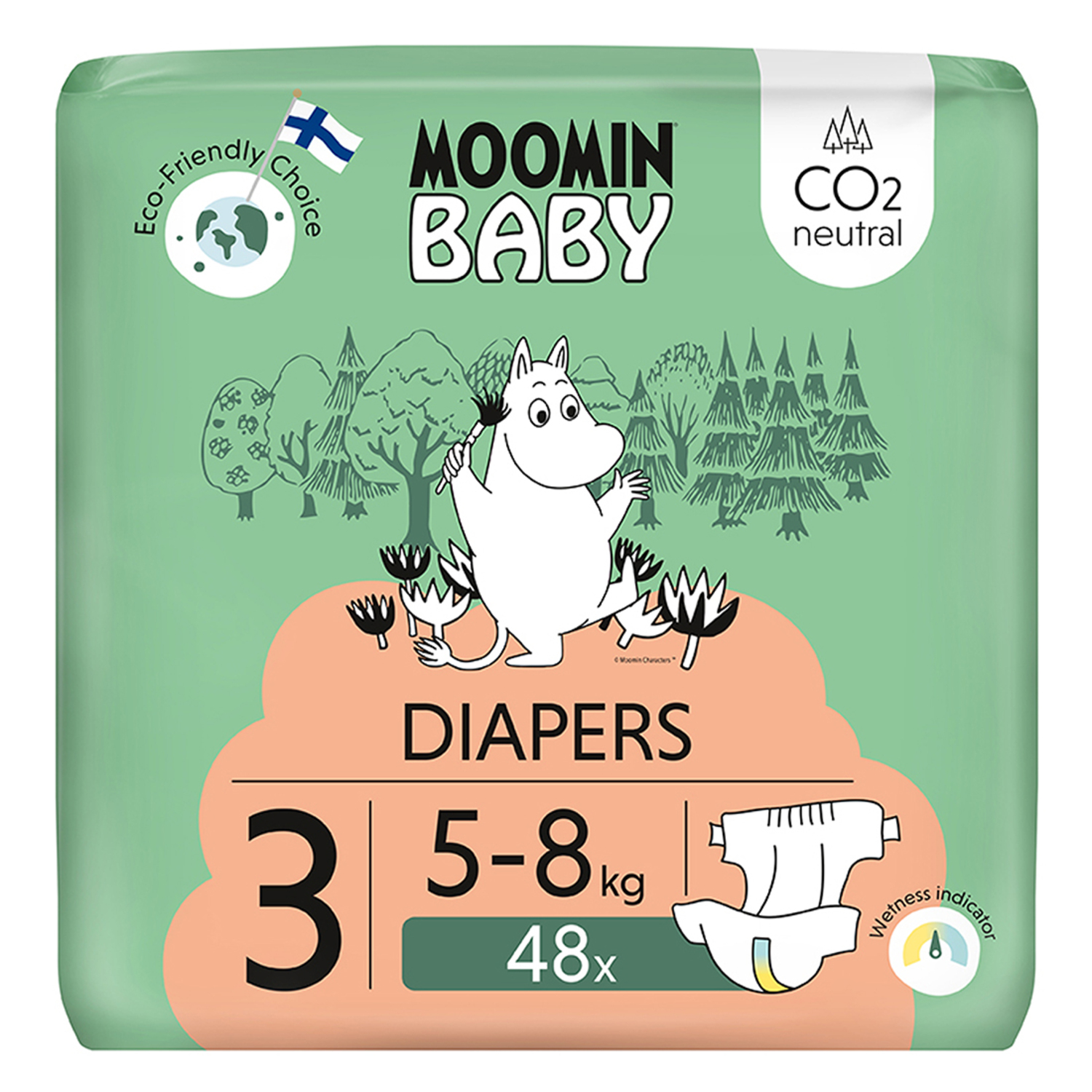 Moomin Baby 3 MIDI 5–8 Kg Eko Pieluszki, 48 szt.