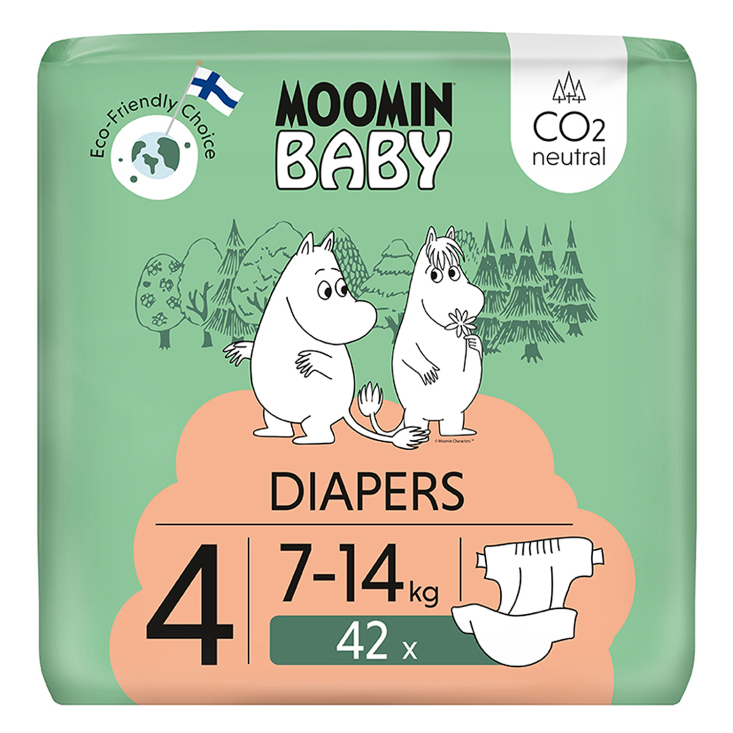 Moomin Baby 4 Maxi 7–14 Kg Eko Pieluszki, 42 szt.