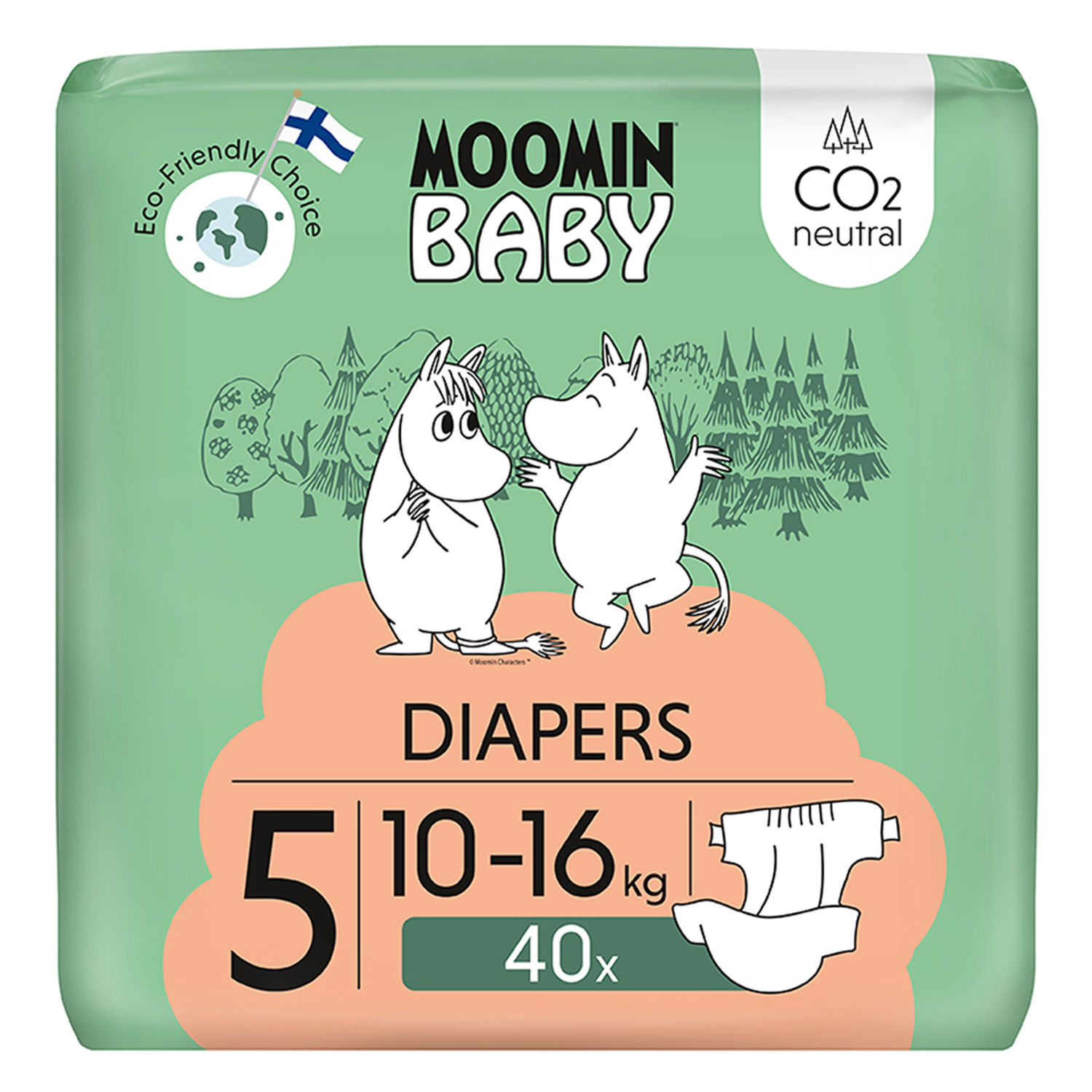 Moomin Baby 5 Maxi 10–16 Kg Eko Pieluszki, 40 szt.