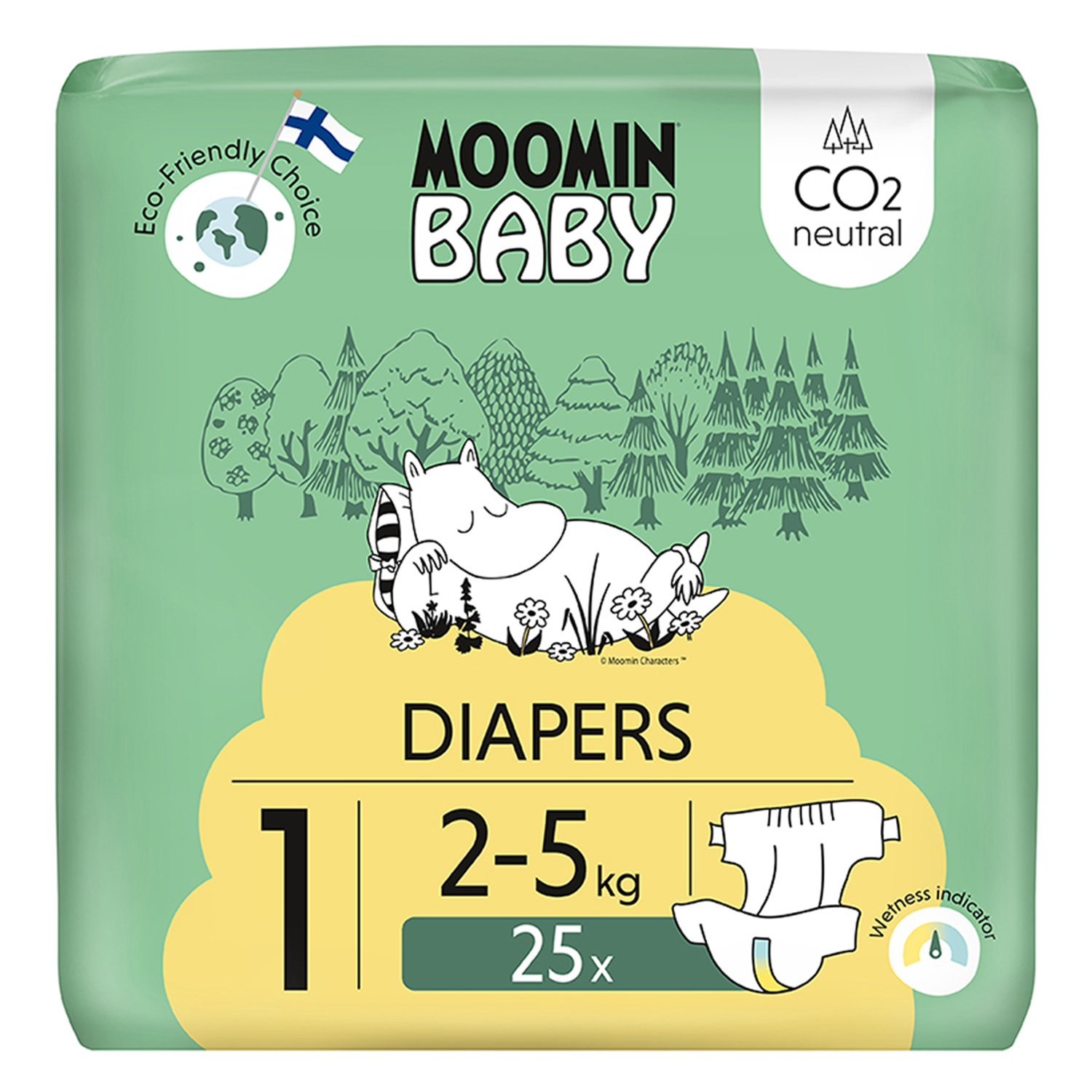 Moomin Baby 1 Newborn 2–5 Kg Eko Pieluszki, 25 szt.