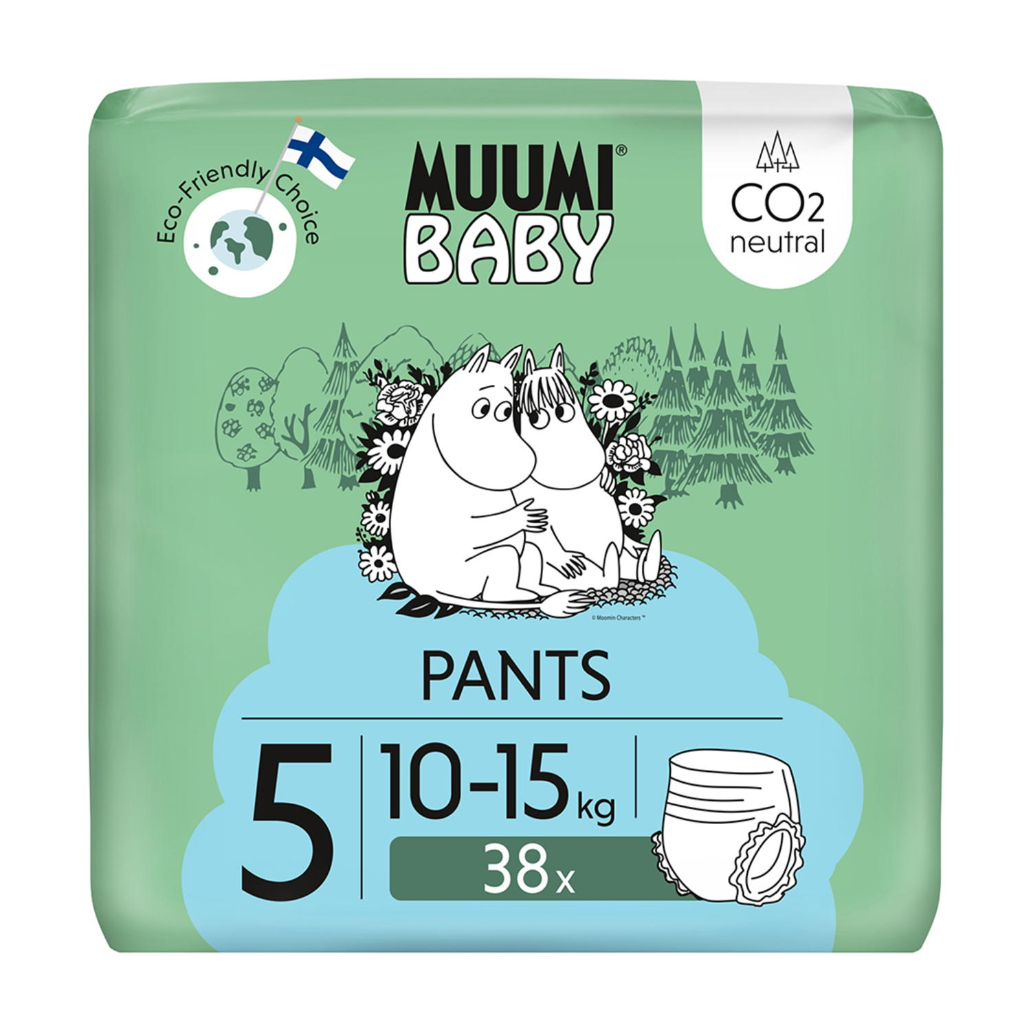 Muumi Baby Pants 5 Maxi+ 10-15 Kg Eko pieluchomajtki, 38 szt.