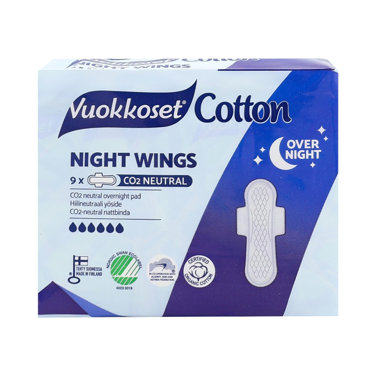 Vuokkoset Cotton Assorbenti Notte con Ali 9 pz