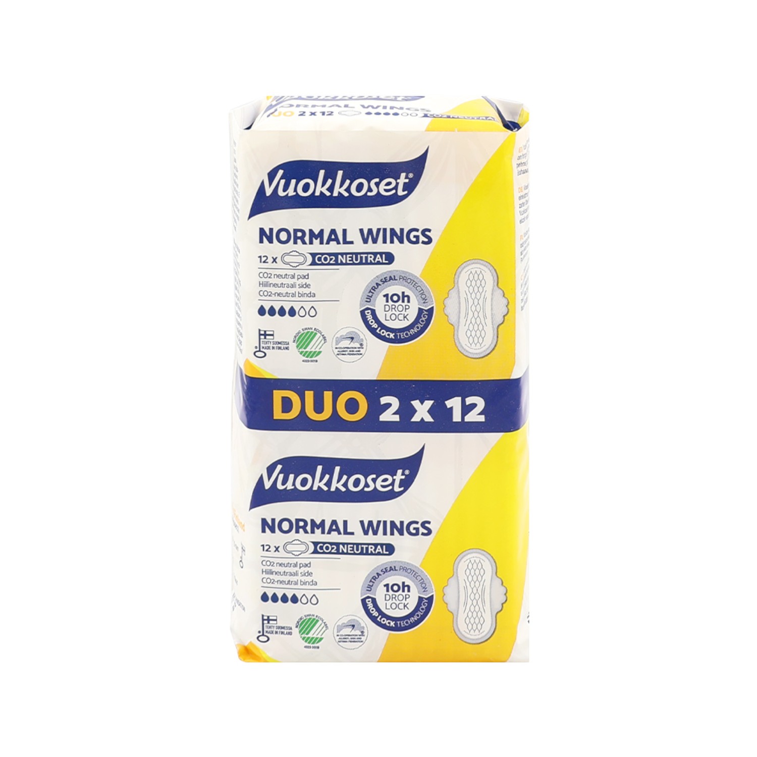 Vuokkoset Normal Wings Podpaski ze skrzydełkami, duopack (2 x 12 szt.)