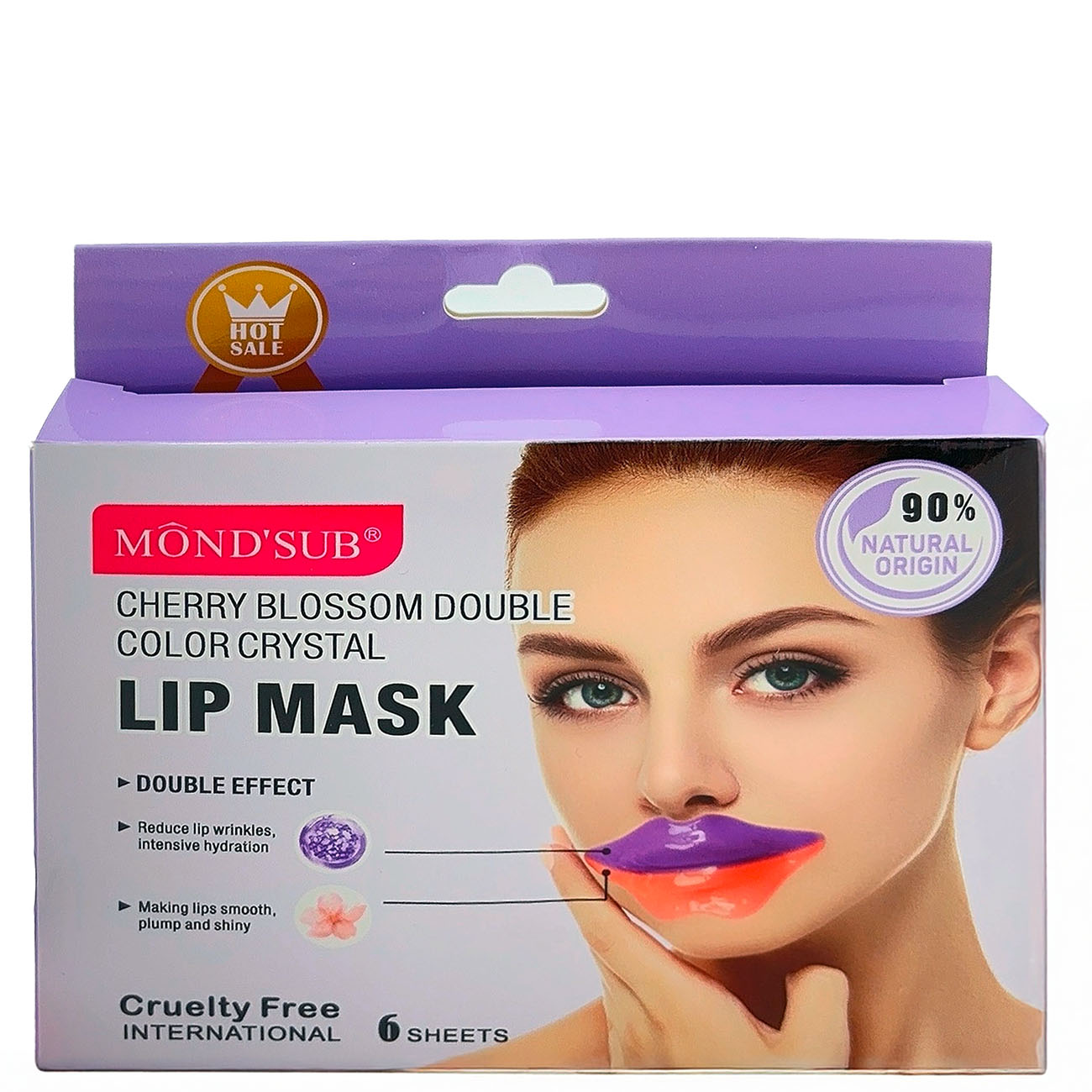 Mond'Sub Cherry Blossom, Podwójna krystaliczna maska do ust z kwiatem wiśni, 6szt