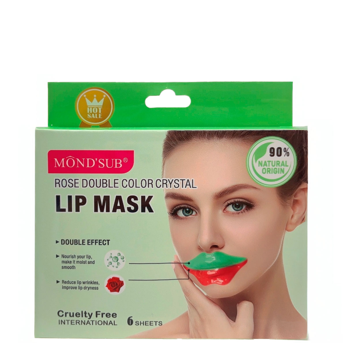 Mond'Sub Rose Double Color Crystal Lip Mask, Podwójna krystaliczna maseczka do ust z różą, 6szt