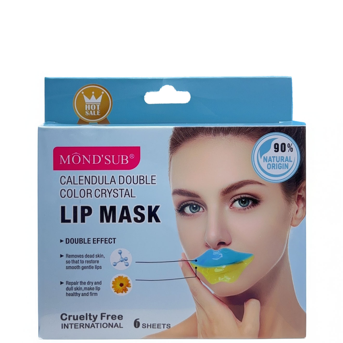 Mond'Sub Calendula, Dwukolorowa krystaliczna maska do ust z nagietkiem, 6szt