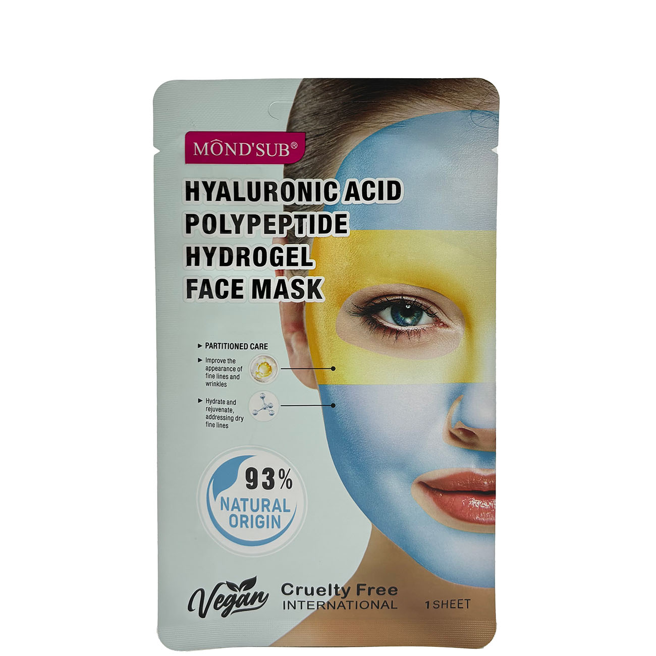 Mond'Sub Acido Ialuronico Polipeptide Hydrogel Face, Maschera per il viso