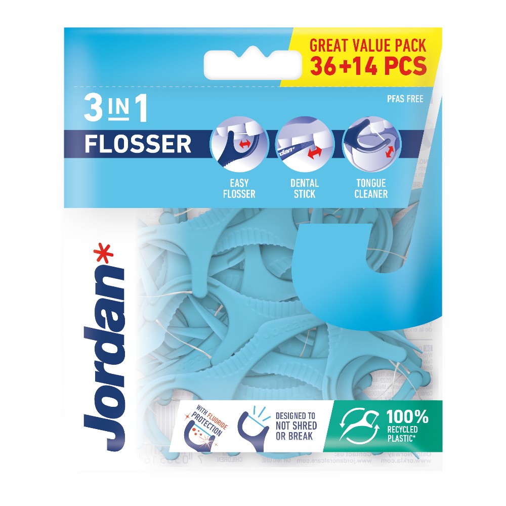 Jordan Nić Wykałaczka i Czyścik Flosser 3w1, 50 szt.