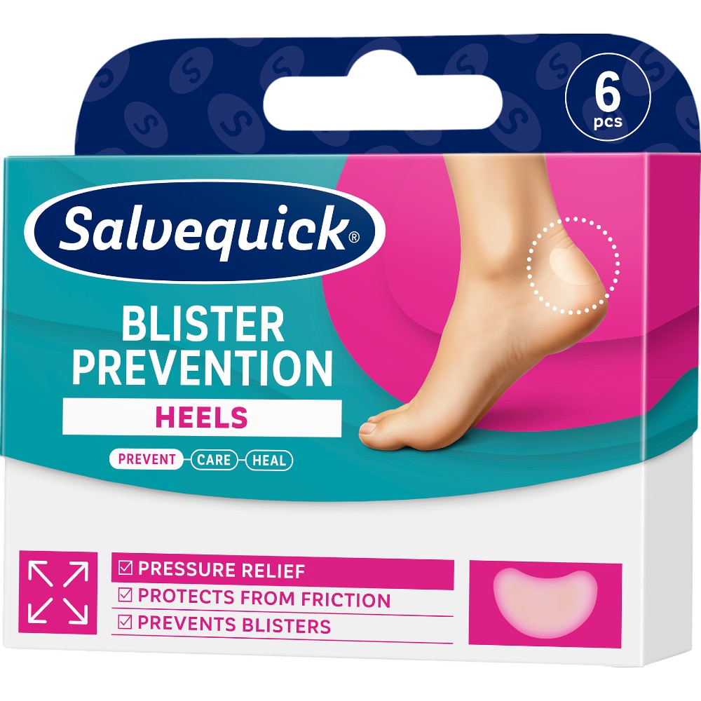 Salvequick Blister Prevention Plastry zapobiegające pęcherzom na piętach, 6 szt., 6 szt.