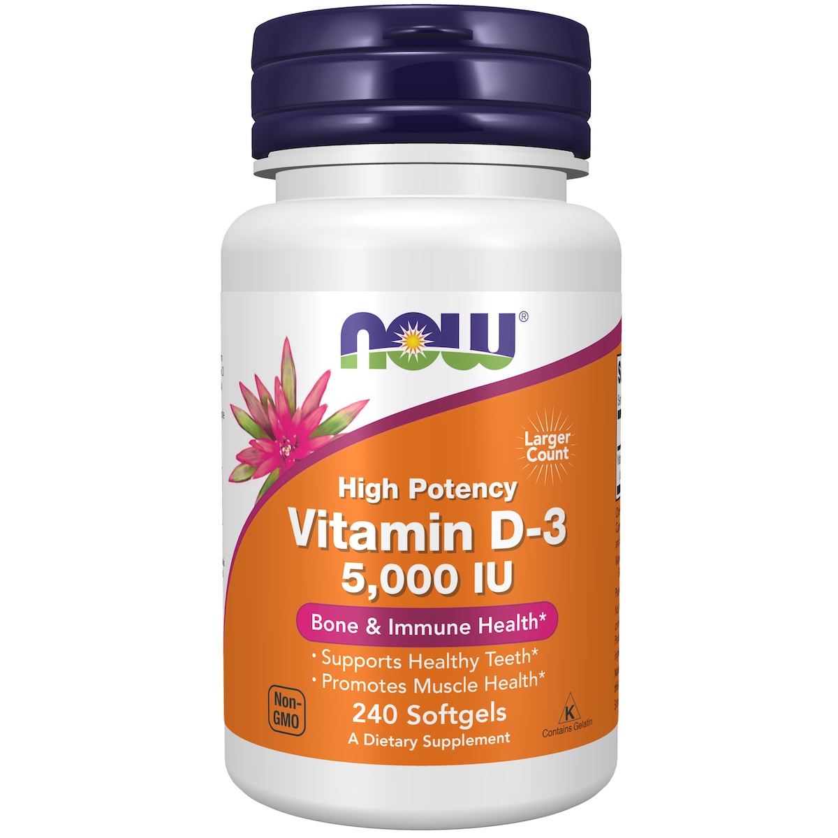 Now Foods Witamina D-3 High Potency Kapsułki, 240 sztuk  ml