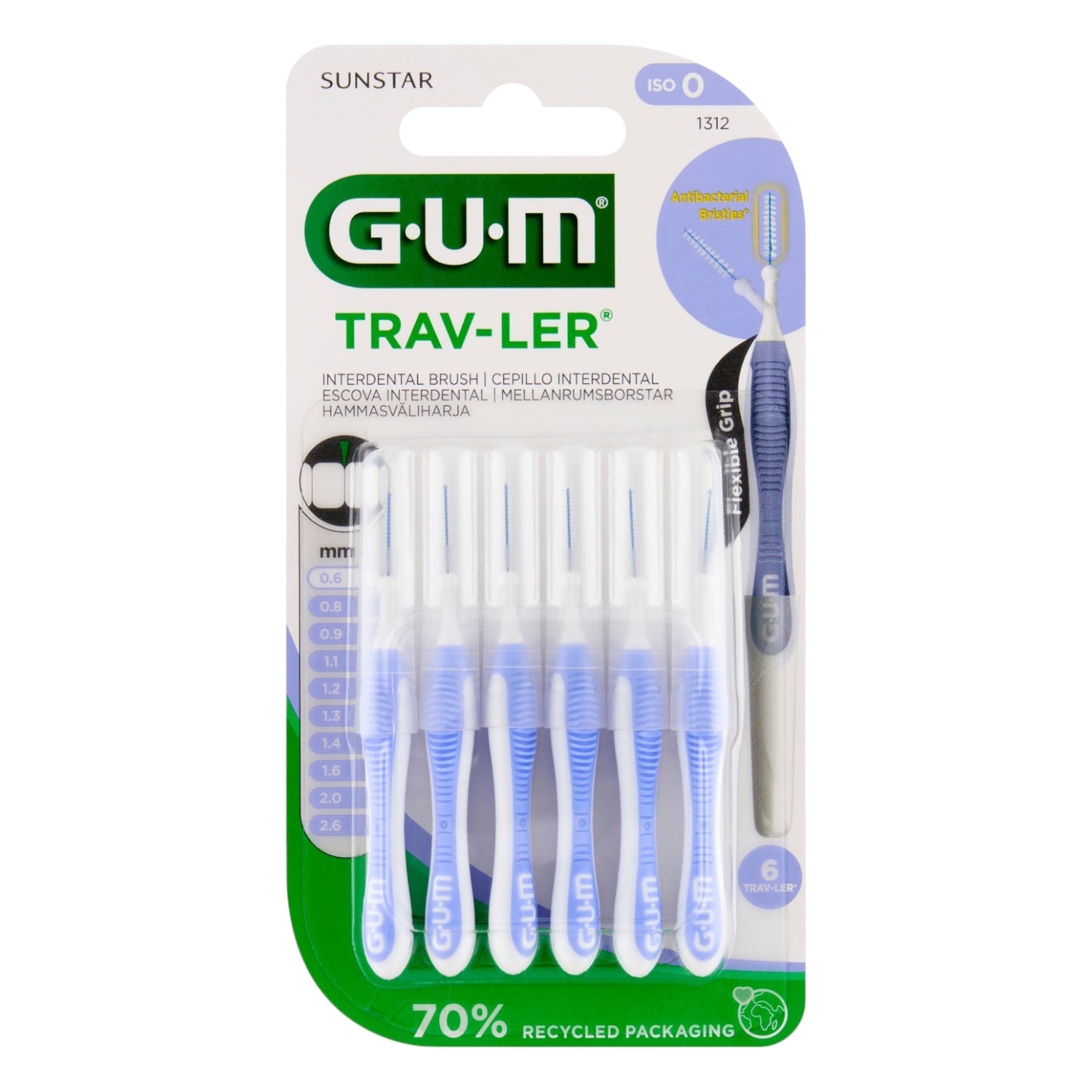 Gum Trav-ler Szczoteczki międzyzębowe 0,6 mm wrzosowe 6 szt.