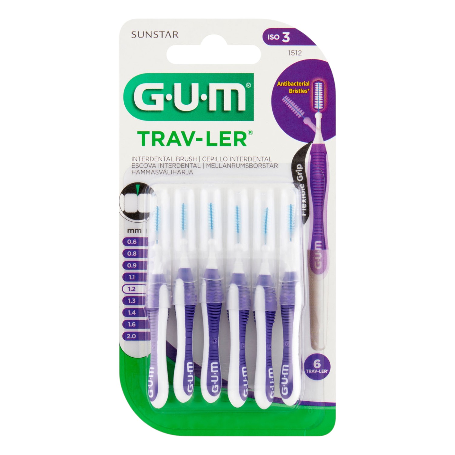 Gum Trav-ler Spazzolini Interdentali 1,2 mm Viola 6 pz.