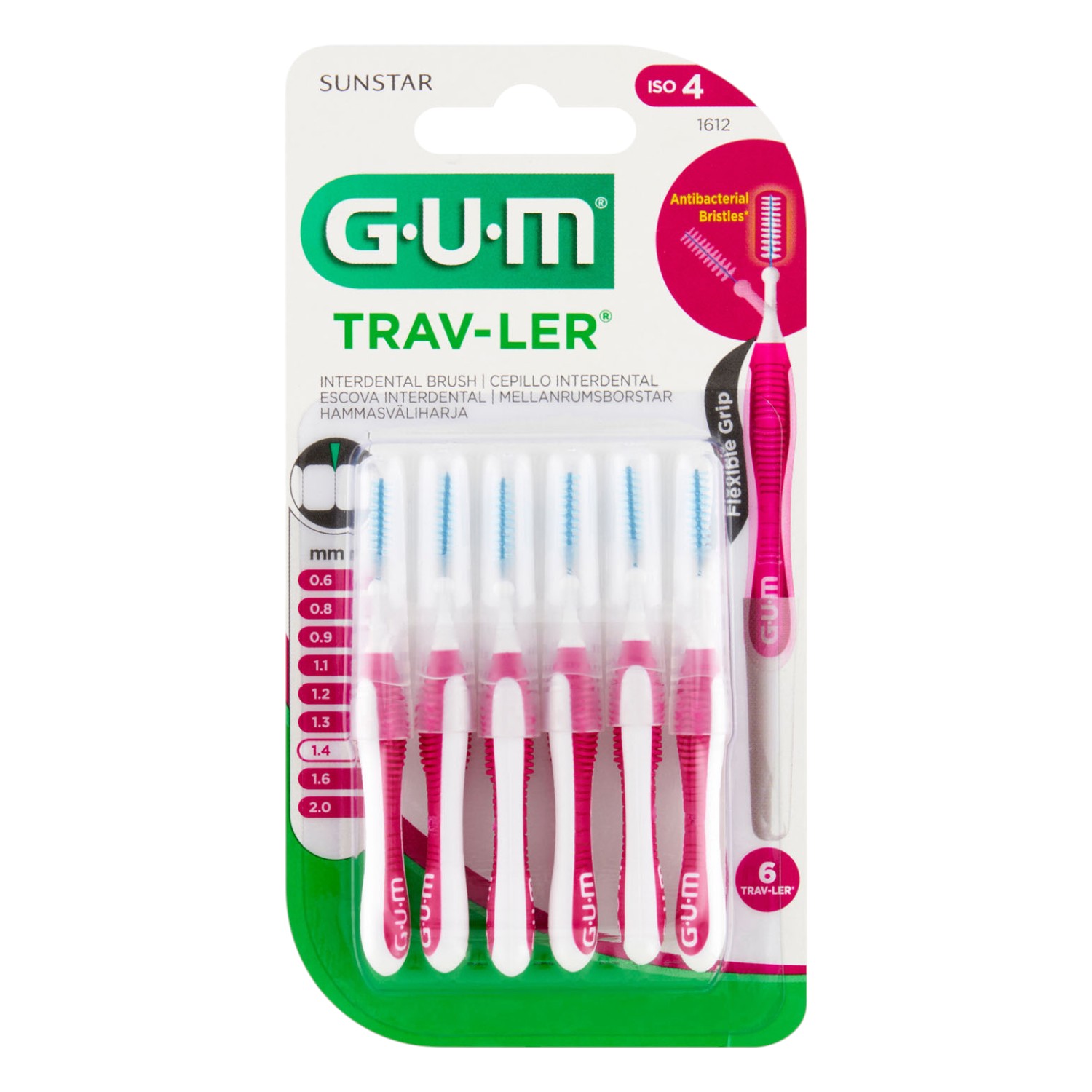 Gum Trav-ler Szczoteczki międzyzębowe 1,4 mm różowe 6 szt.