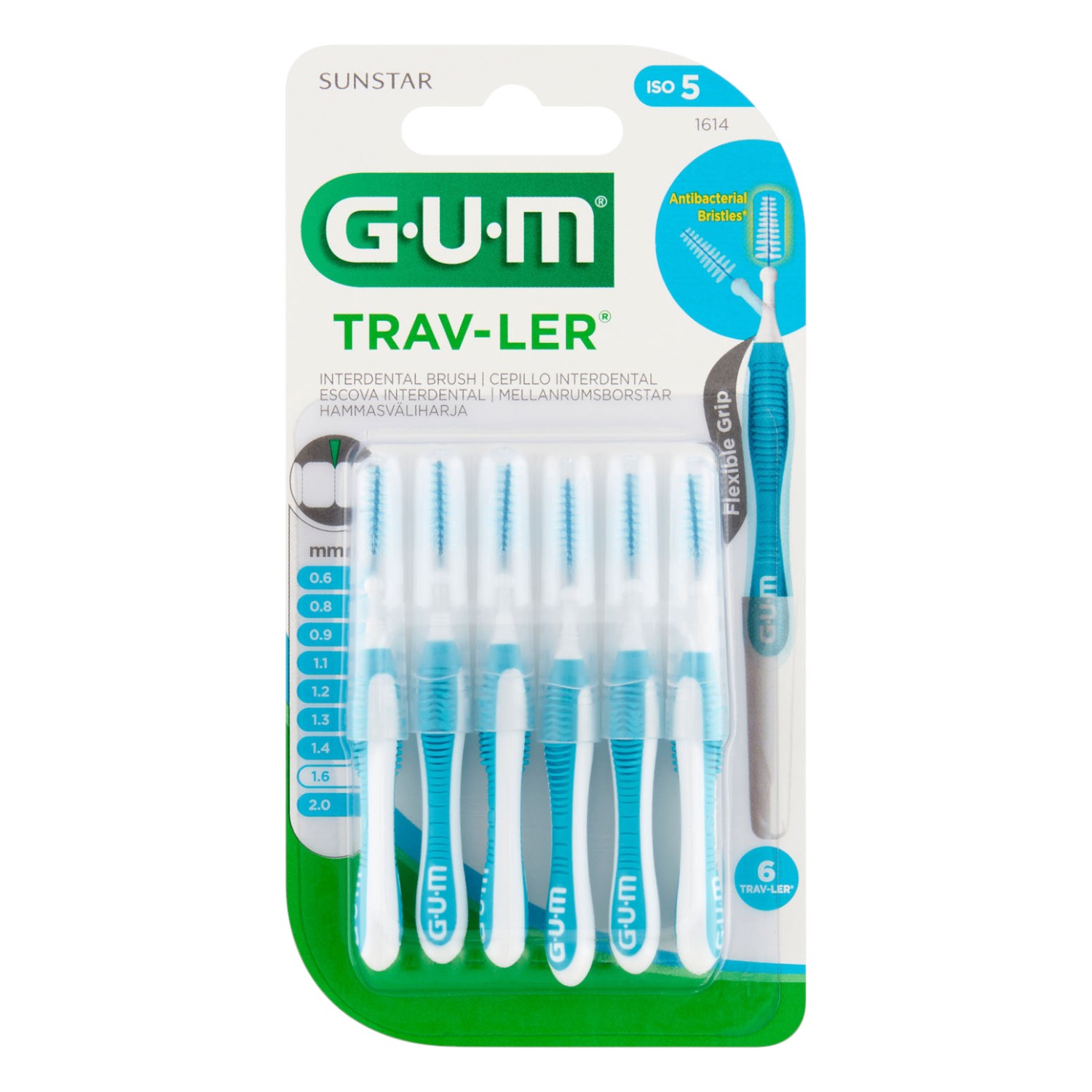 Gum Trav-ler Szczoteczki międzyzębowe 1,6 mm niebieskie 6 szt.
