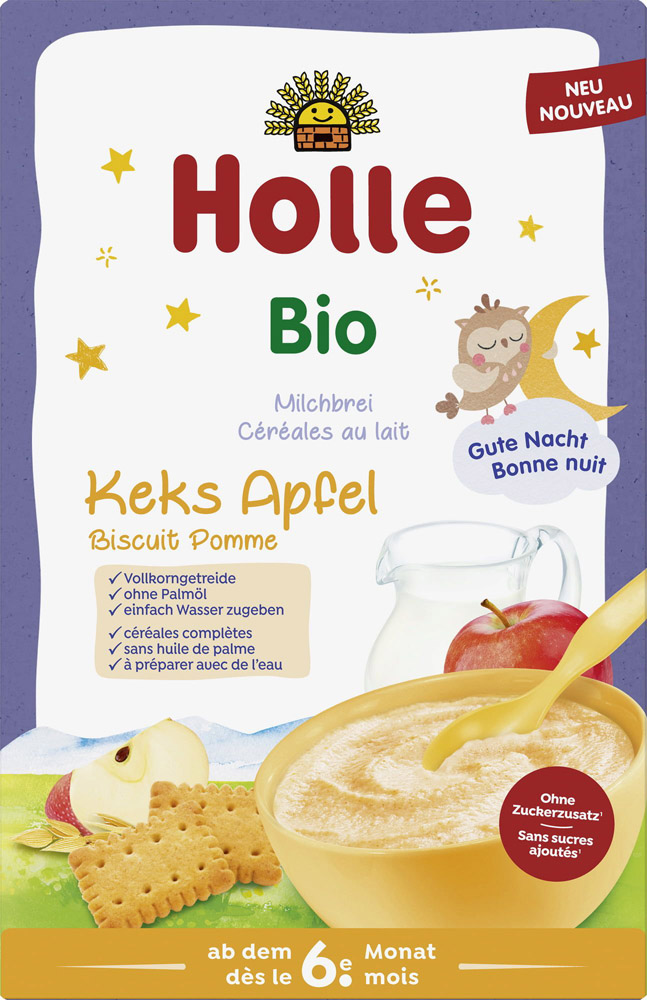 Holle Bio Kaszka mleczna pełnoziarnista ciasteczkowo-jabłkowa od 6 m-ca życia