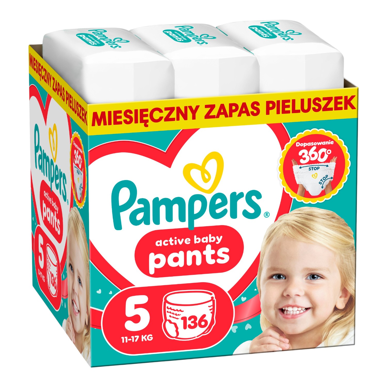 Pampers Pants Pieluchomajtki Rozm. 5 Junior, 136 szt.