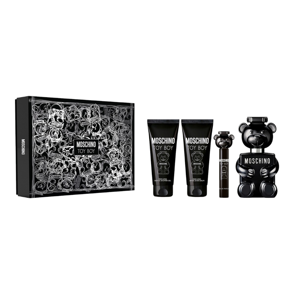 Moschino Toy Boy Zestaw: woda perfumowana + woda perfumowana travel size + żel pod prysznic + balsam po goleniu