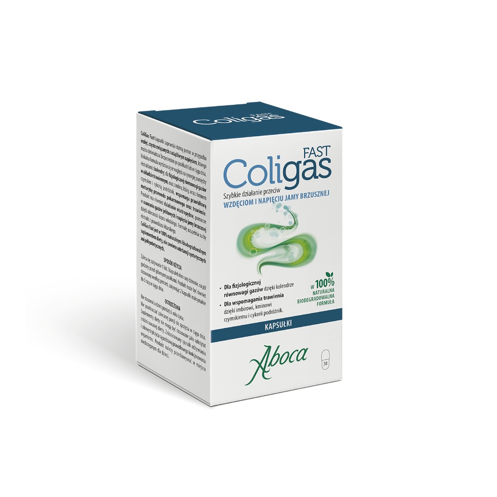 Aboca Coligas Fast, Suplement diety na wzdęcia, Kapsułki