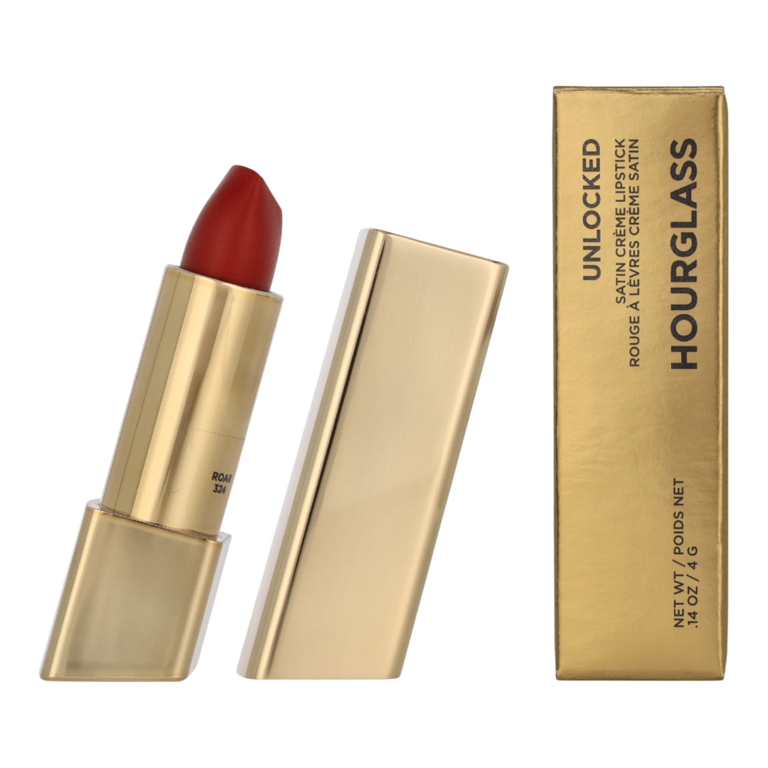 Hourglass Unlocked Satin Creme Lipstick, Roar 324 Rosso