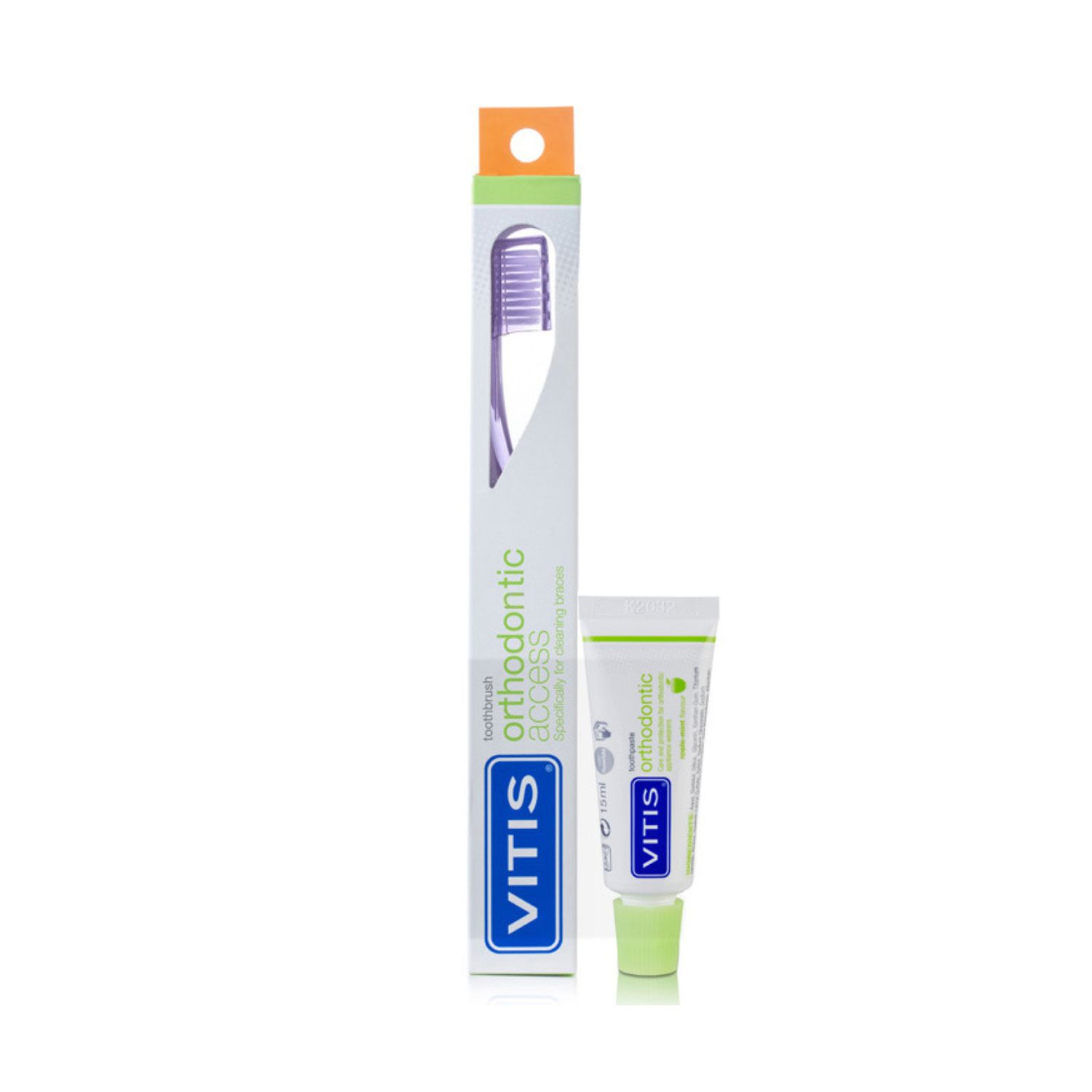 Vitis Orthodontic Access szczoteczka do zębów z małą główką + pasta do zębów, 15 ml