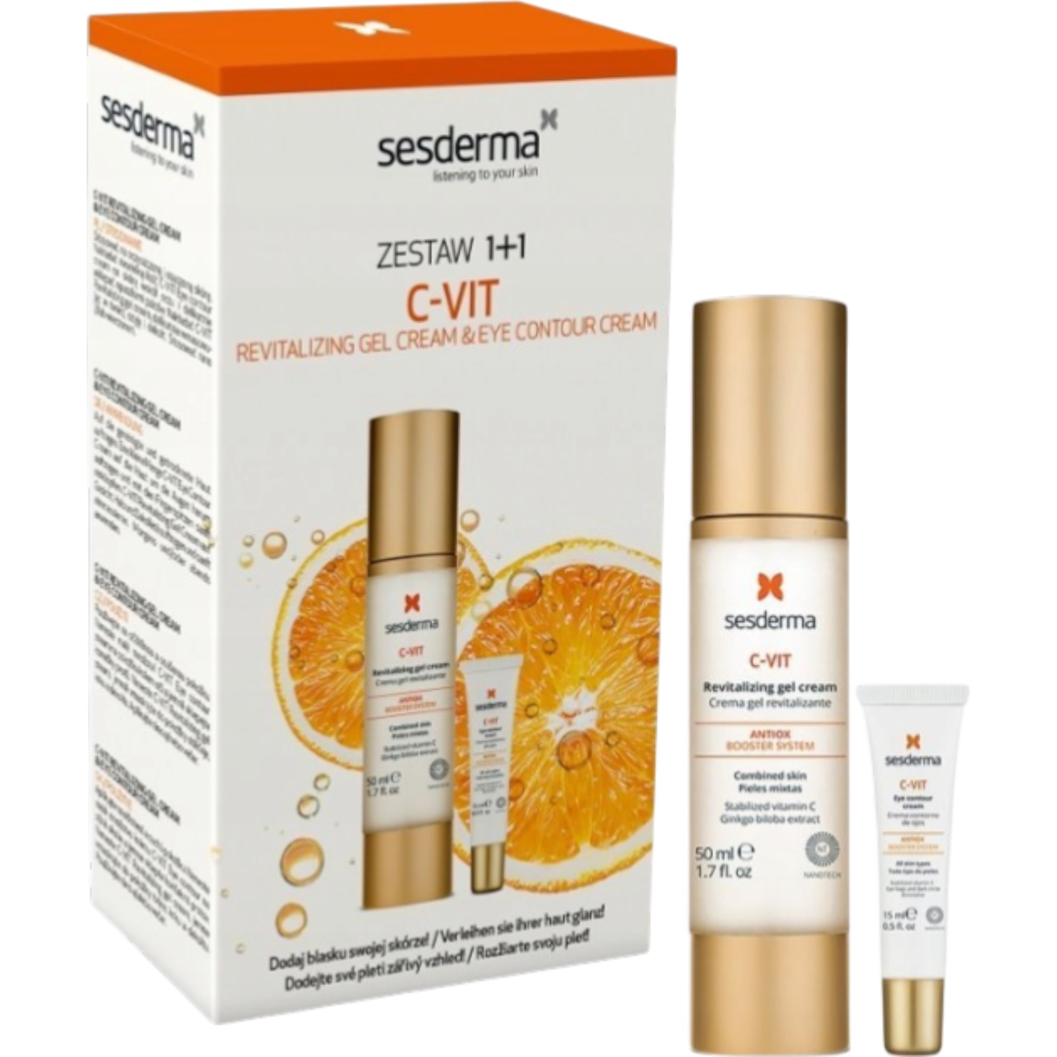 Sesderma Zestaw C-Vit: Krem-żel 50ml + Kontur oczu 15ml