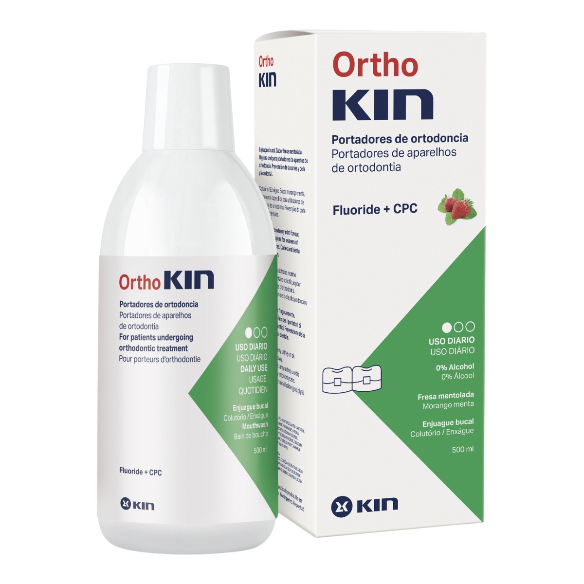 KIN OrthoKIN Płyn ortodontyczny o smaku truskawki i mięty
