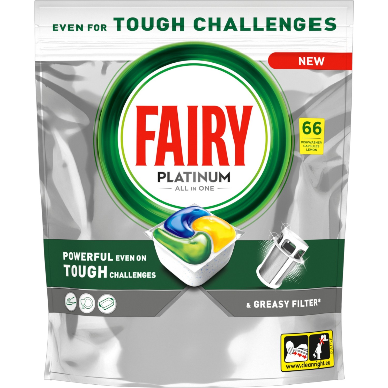 Fairy Platinum Lemon Kapsułki do zmywarki, 66 szt.