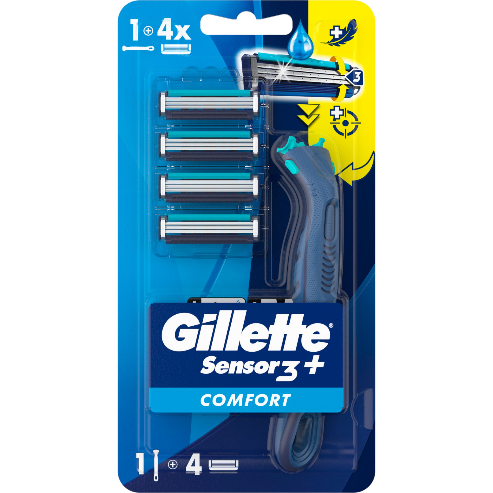 Gillette Sensor3 Plus Comfort Maszynka do golenia + wkłady, 4 szt
