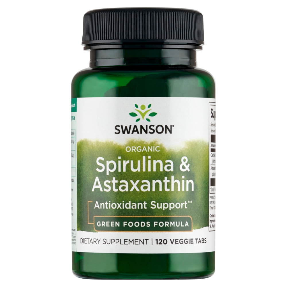 Swanson Organiczna Spirulina i Astaksantyna Tabletki, 120 szt.