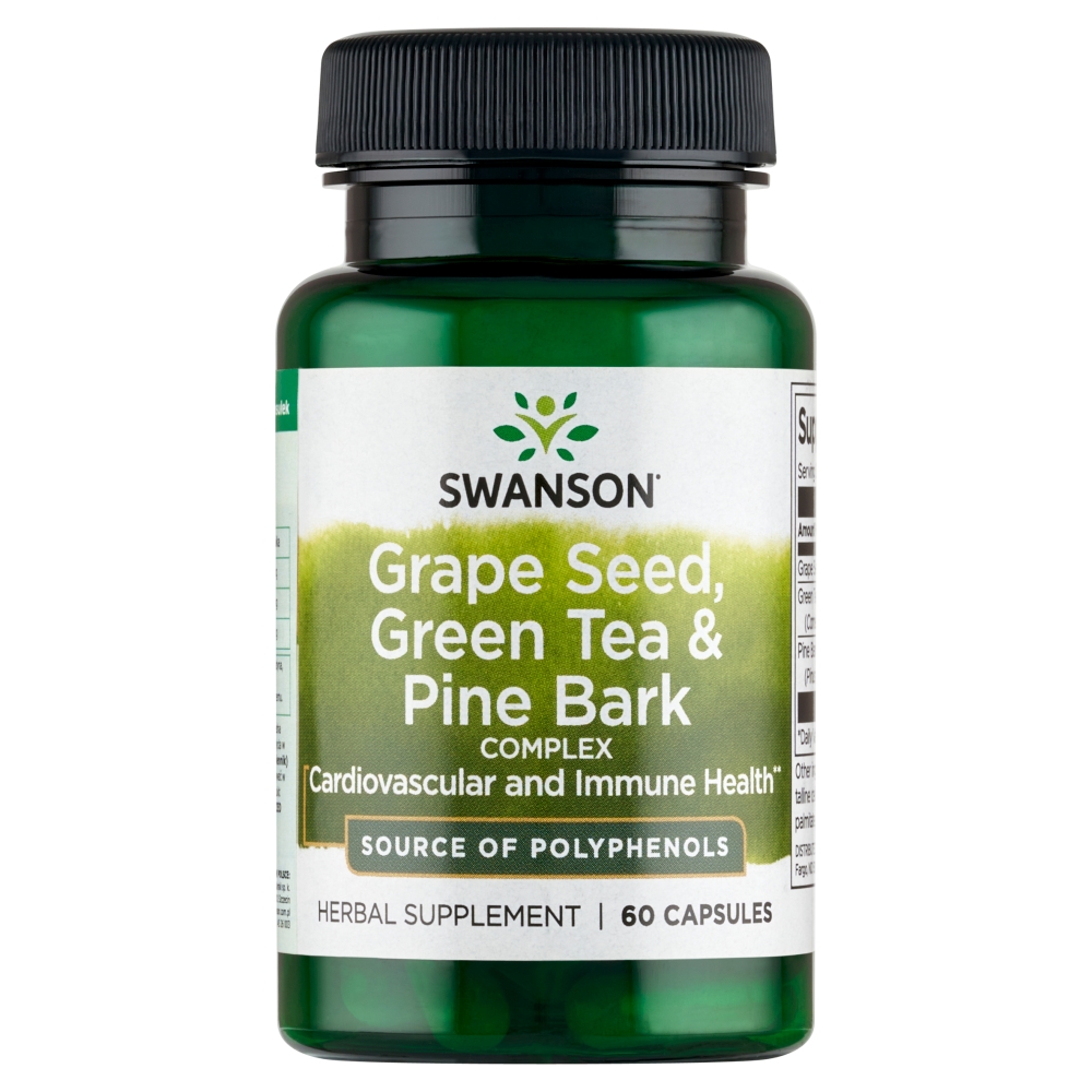Swanson Grape Seed, Green Tea, Pine Bark Complex Kapsułki, 60 szt.