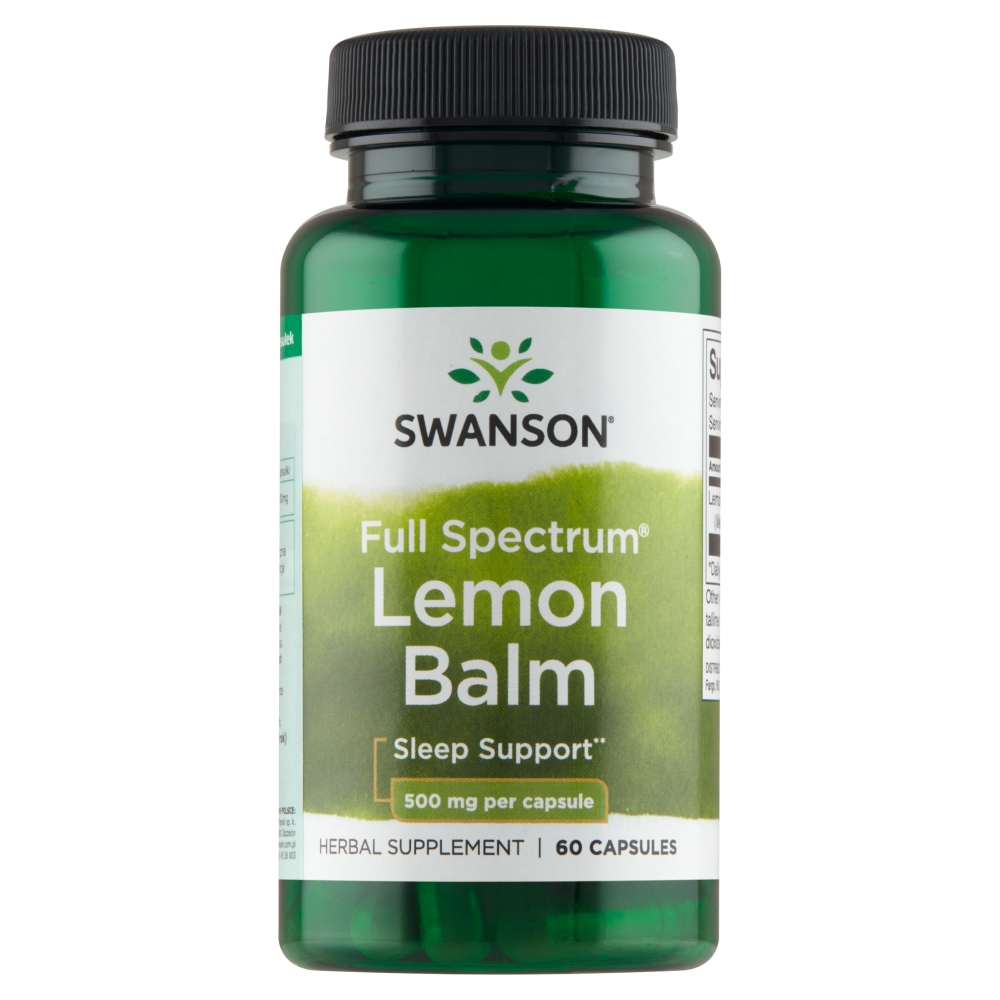 Swanson Full Spectrum Lemon Balm 500 mg Kapsułki, 60 szt.