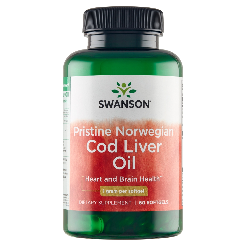 Swanson Pristine Norwegian Cod Liver Oil, kapsułki 60